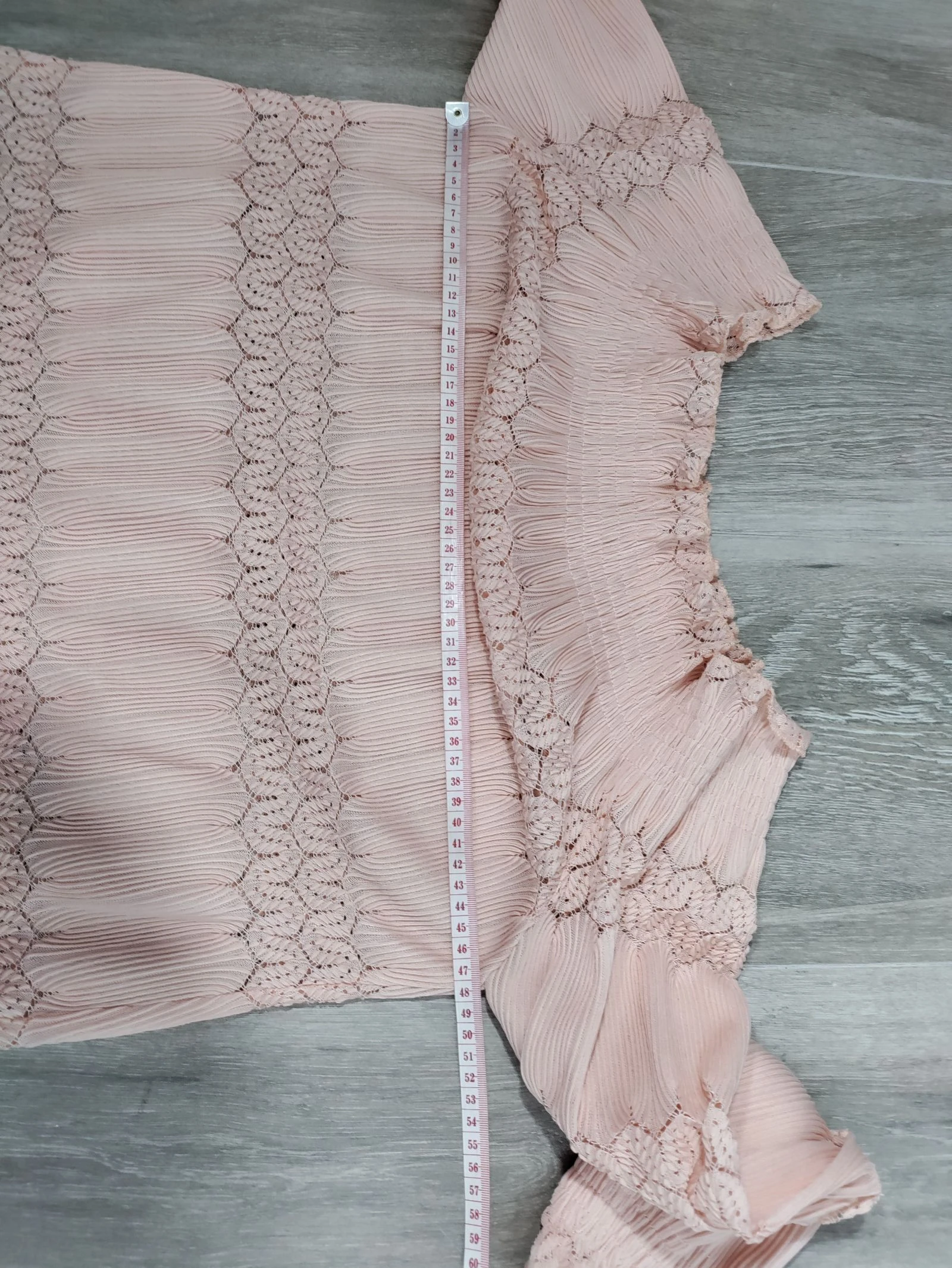 Zalige elastische blouse in zalmkleur May Shining Star met boothals – maat S/M (zie afmetingen) – photo 9